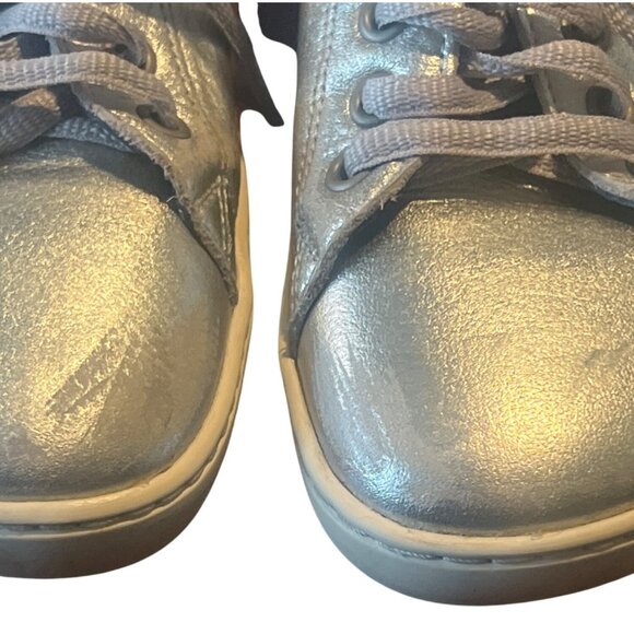 Birkenstock Womens Metallic Silver Sneakers Size 7-7.5 Lace-Up Comfort Casual Sh - Picture 4 of 8
